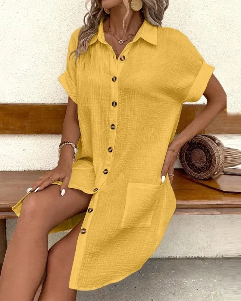 ELIRA | VESTIDO CAMISERO LIGERO Y NATURAL - ZYRO