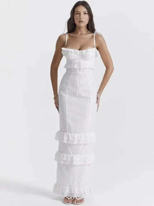 SELENE | VESTIDO LARGO SUEÑO BORDADO LACE - ZYRO